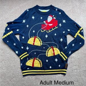 Tipsy Elves Navy Santa and Tacos Sweater